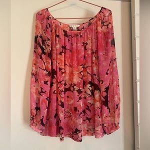 CAbi women’s long sleeved blouse, size M, pink floral.